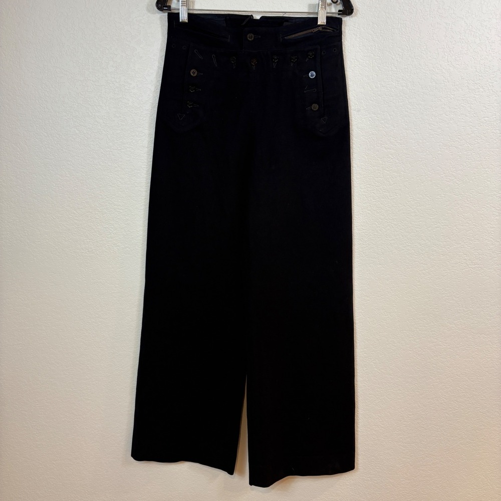 Vintage WWII Wool Naval Clothing Factory Sailor Pants Mens 30 Black Crackerjack